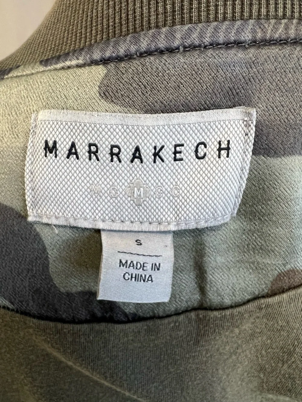 Marrakech Camo Bomber Jacket Olive Green Sz S Street Style Corpcore Military - Picture 5 of 8